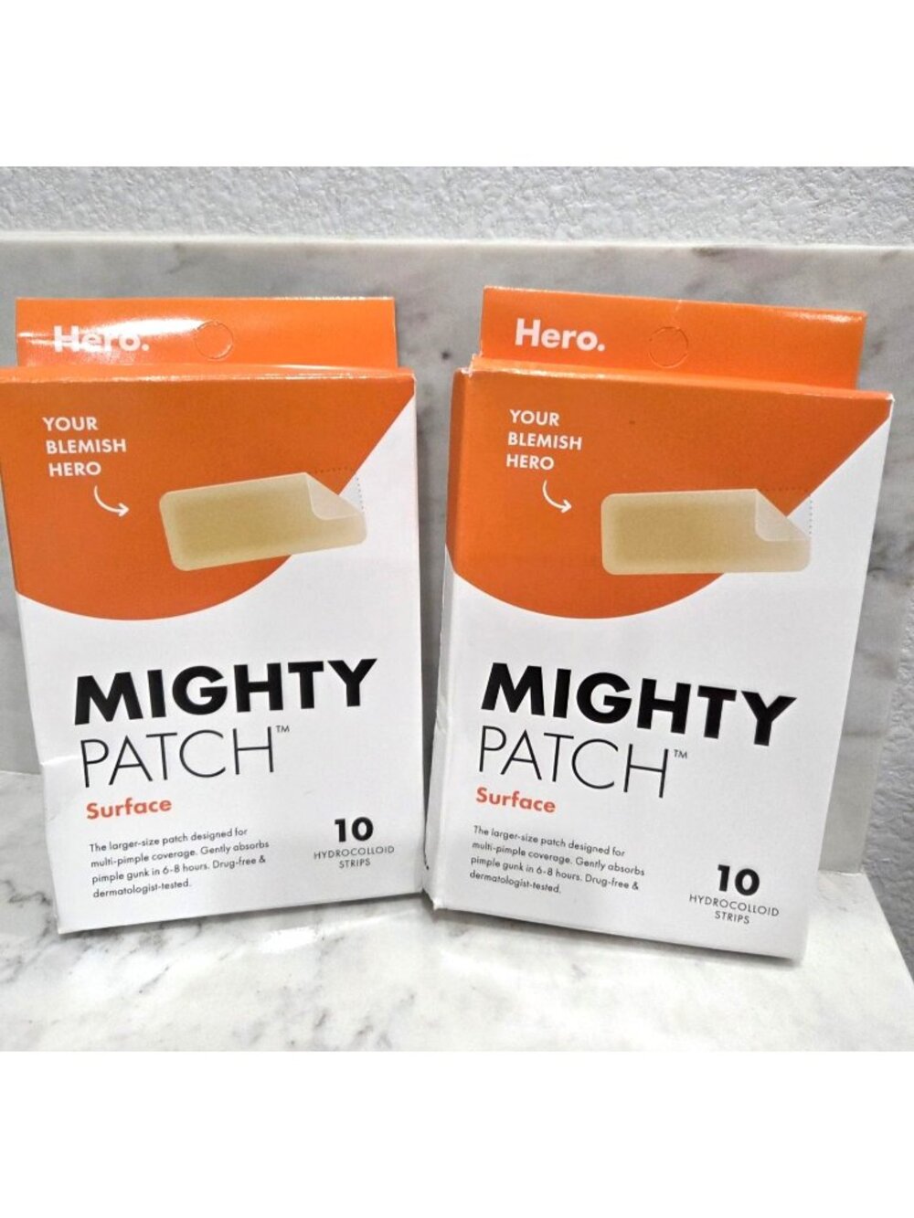 Hero Mighty Patch Surface Hydrocolloid Strips 10-Count Large-Size 2 Pack